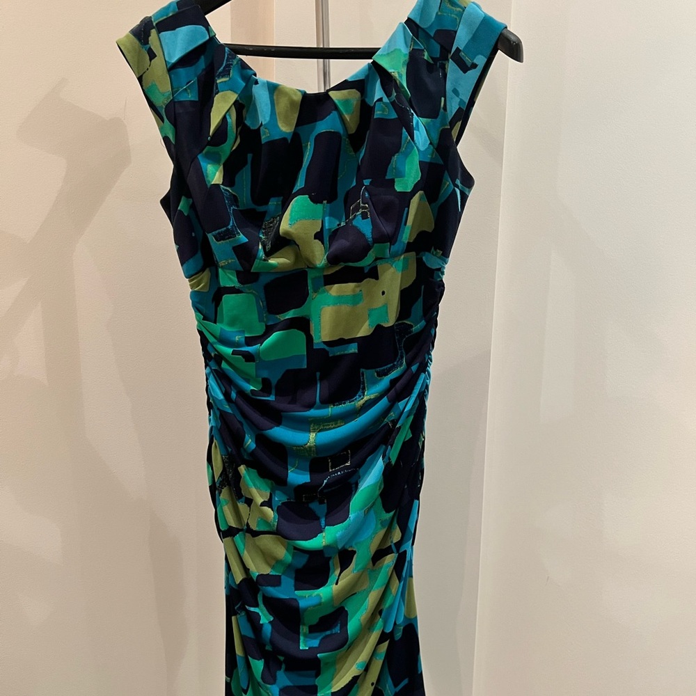 Jax Teal, Navy & Lime Abstract Sheath Dress